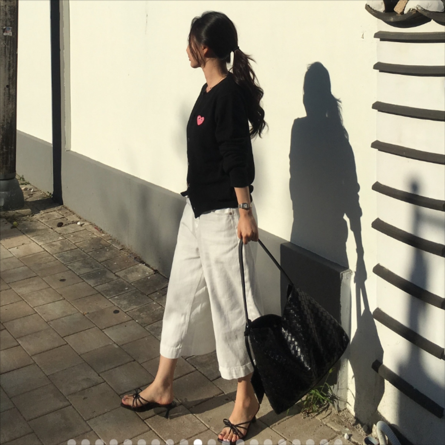 꼼데가르송 울 라운드 핑크패치 가디건 xs 4