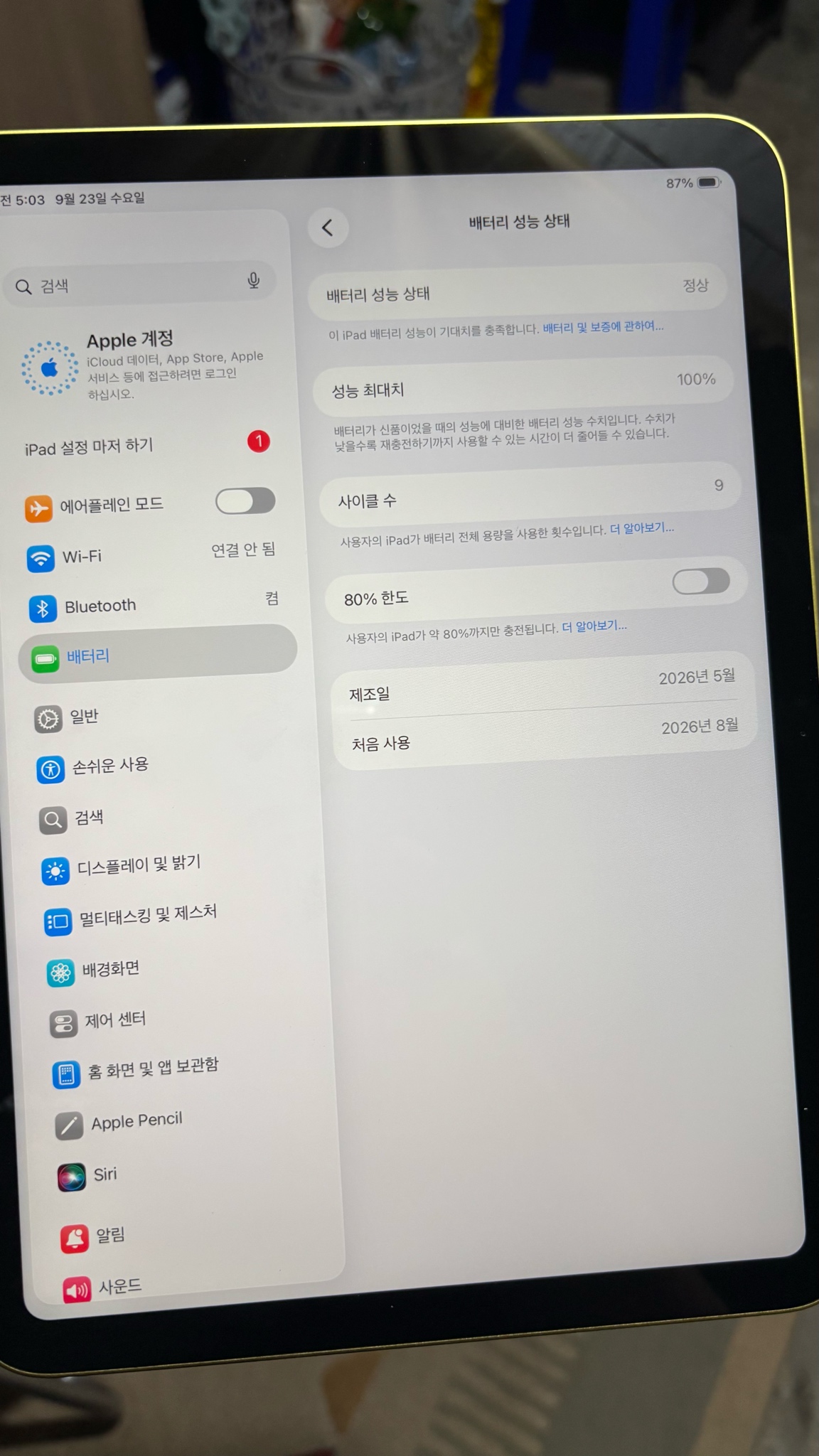 아이패드 a16 11세대 옐로우 128gb wifi 6