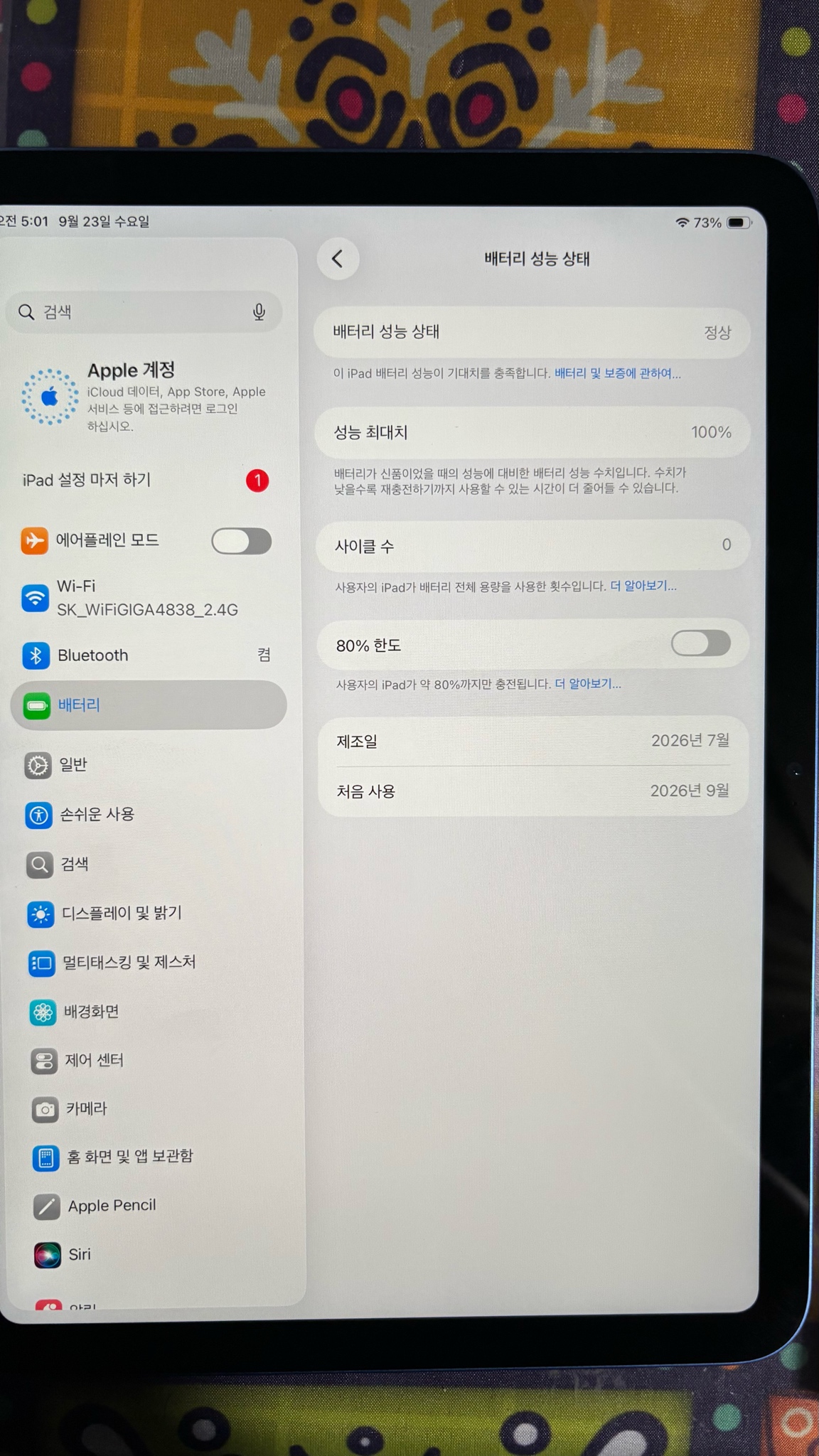 아이패드 a16 11세대 블루 wifi 128gb 5